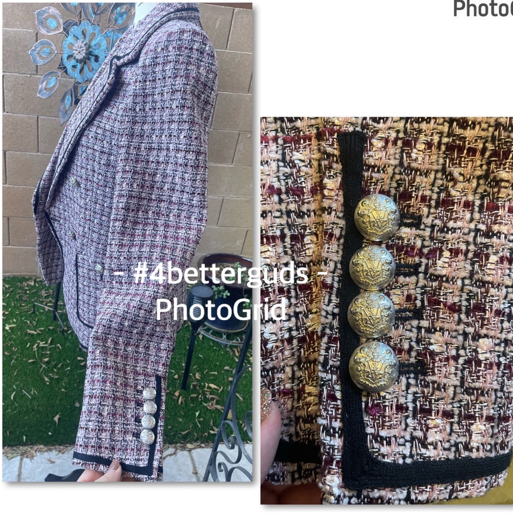 New Veronica Beard “Theron” Tweed Double Breasted Tailored Trim Jacket Size 6 - Picture 8 of 16